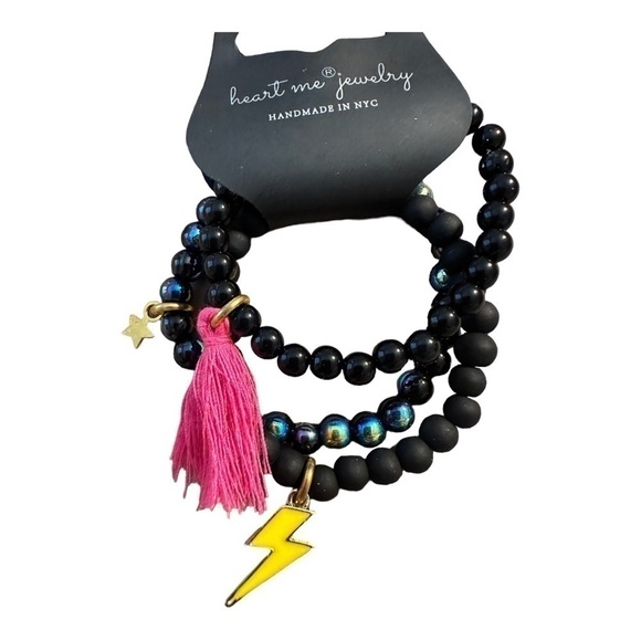 Witchy, Whimsical Earrings & Bracelets With An Edge Pink Black & Gold Nadri - Picture 3 of 6